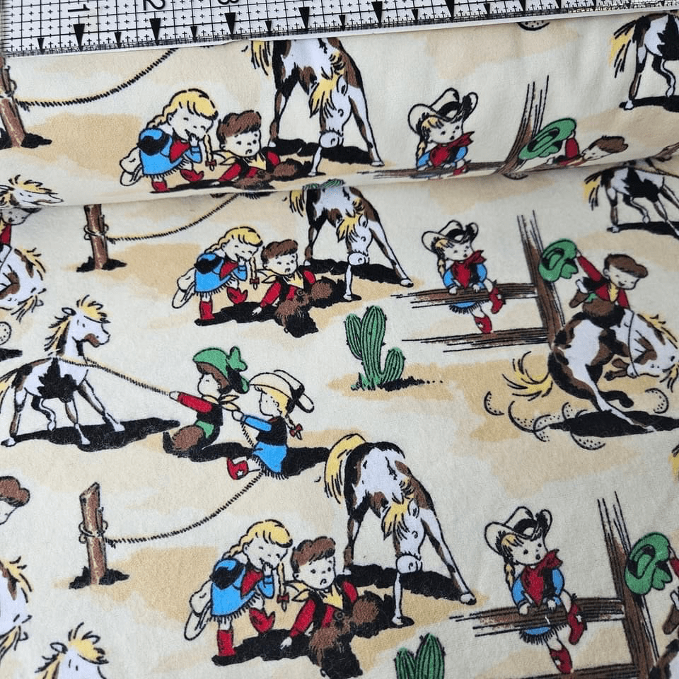 Camelot Cottons - Cowboys Cream 21179909B Brushed 100% Cotton Fabric