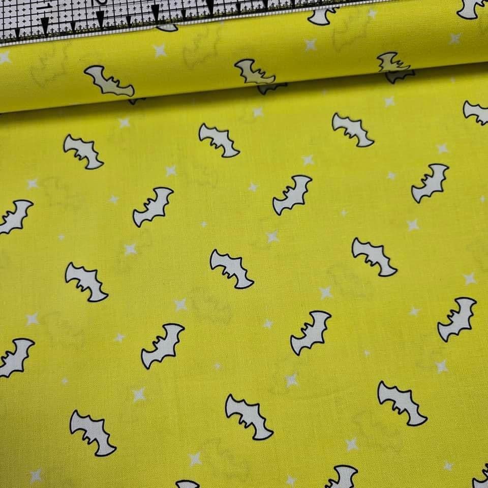 Camelot Cottons - DC Justice League Batman Bat Signal Yellow 23421306 100% Cotton Fabric