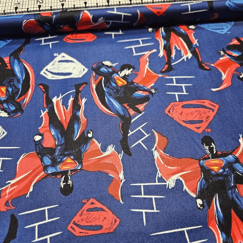 Camelot Cottons - DC Justice League Batman vs Superman Blue 23420104 100% Cotton Fabric