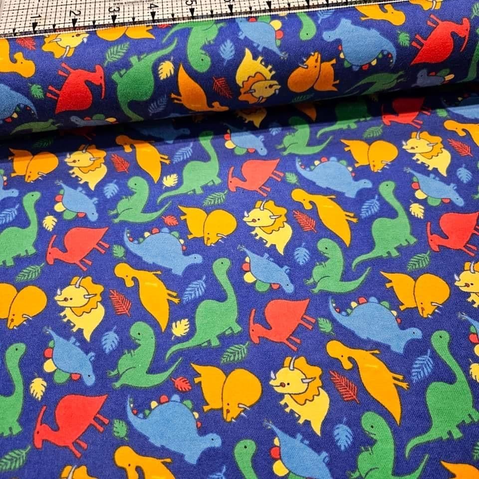 Camelot Cottons - Dinosaurs Blue 61179901B Brushed Flannel 100% Cotton Fabric
