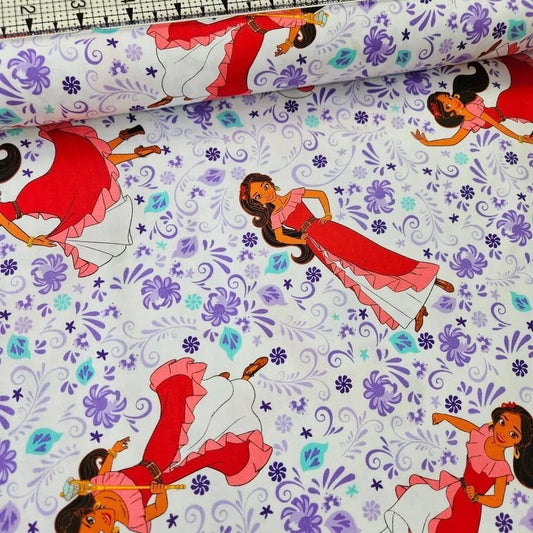 Camelot Cottons - Disney Elena of Avalor Poses Lilac 85440102 100% Cotton Fabric