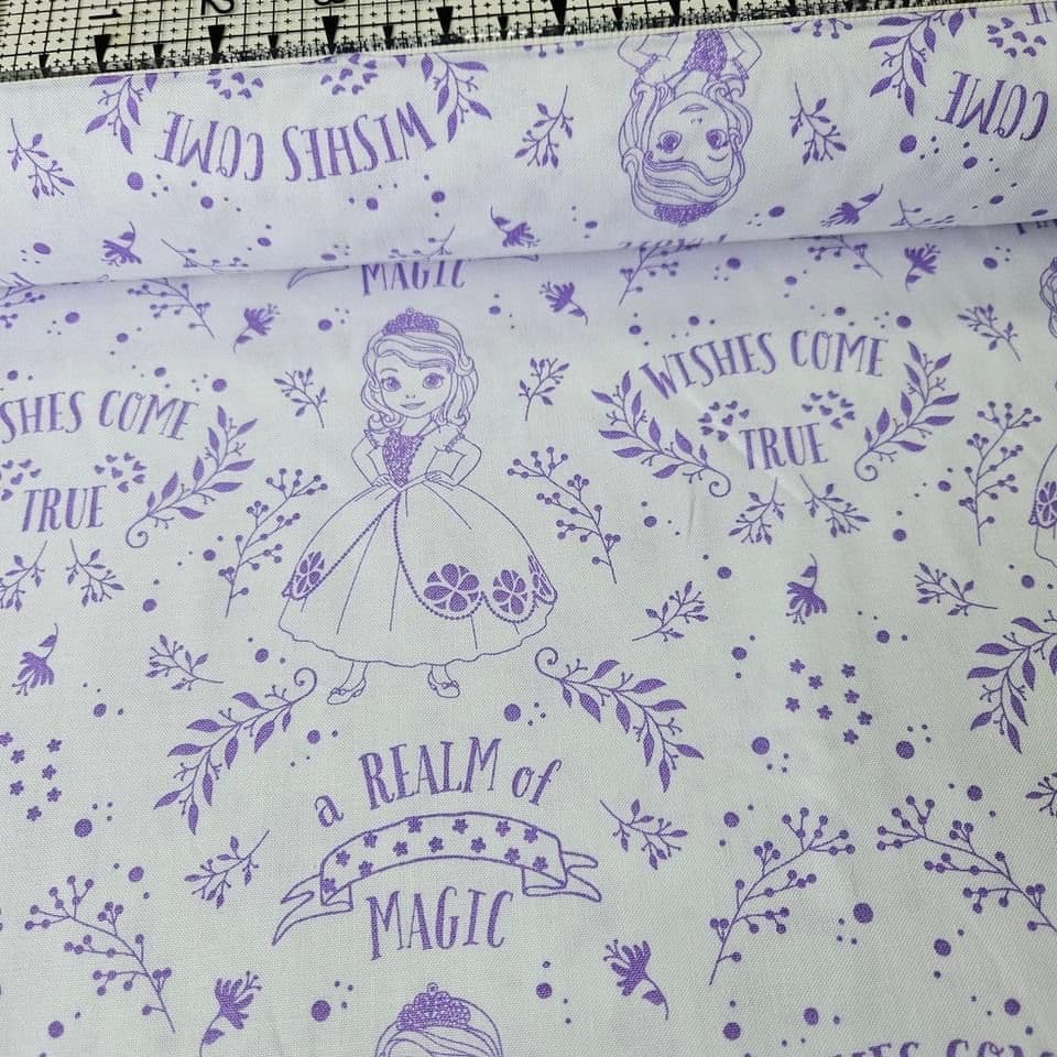 Camelot Cottons - Disney Sofia the First Magic Lilac 85380103 100% Cotton Fabric