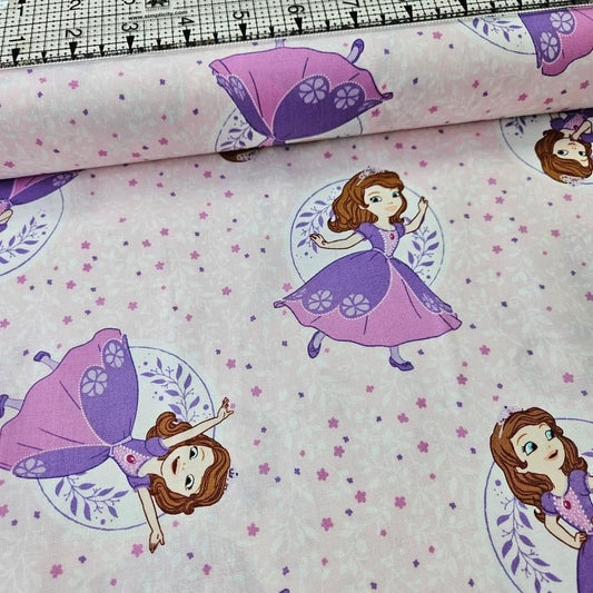 Camelot Cottons - Disney Sofia the First Vines Pale Pink 85380105 100% Cotton Fabric
