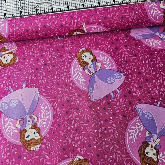 Camelot Cottons - Disney Sofia the First Vines Pink 85380105 100% Cotton Fabric