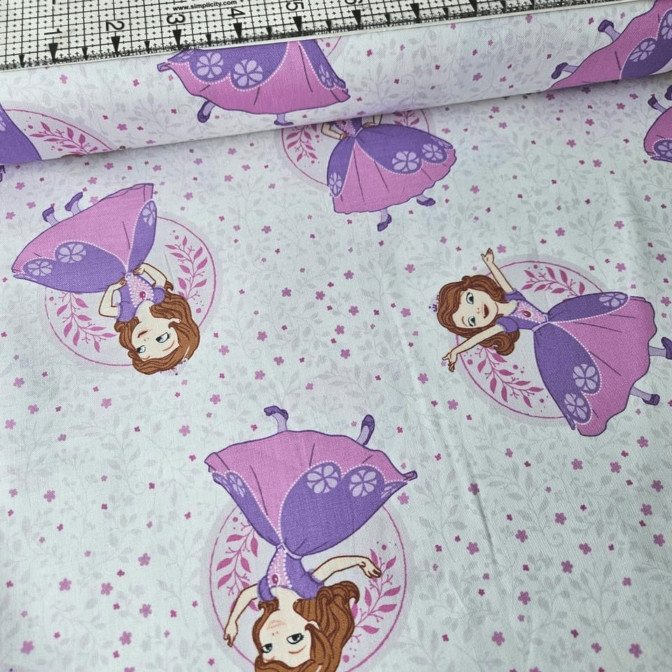 Camelot Cottons - Disney Sofia the First Vines White 85380105 100% Cotton Fabric