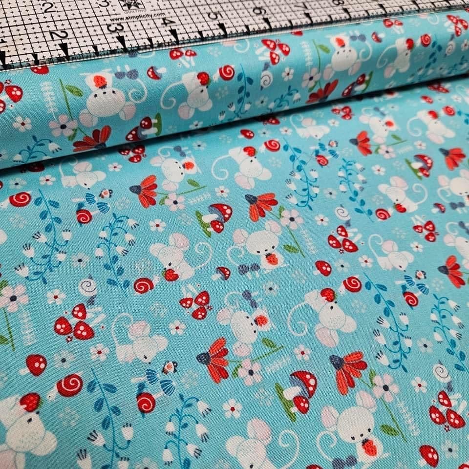 Camelot Cottons - Enchanted Forest Mice and Toadstools 61190301 100% Cotton Fabric