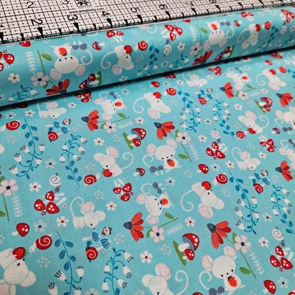 Camelot Cottons - Enchanted Forest Mice and Toadstools 61190301 100% Cotton Fabric