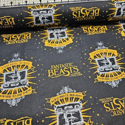 Camelot Cottons - Fantastic Beasts and Where to Find Them Metallic Black 23900101 100% Cotton Fabric