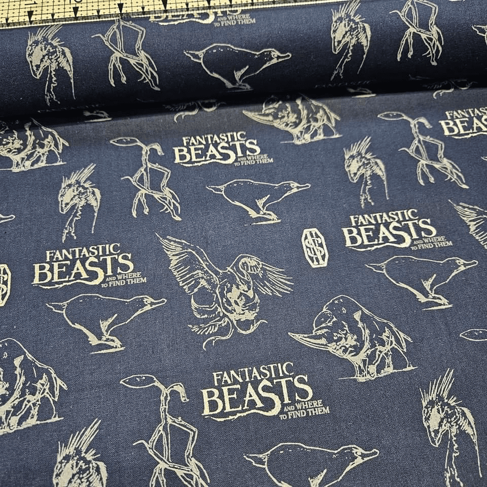Camelot Cottons - Fantastic Beasts and Where to Find Them Metallic Blue 23900102L 100% Cotton Fabric