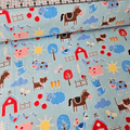 Camelot Cottons - Farm Animals Blue 21179913B Brushed 100% Cotton Fabric - Crafts and Quilts