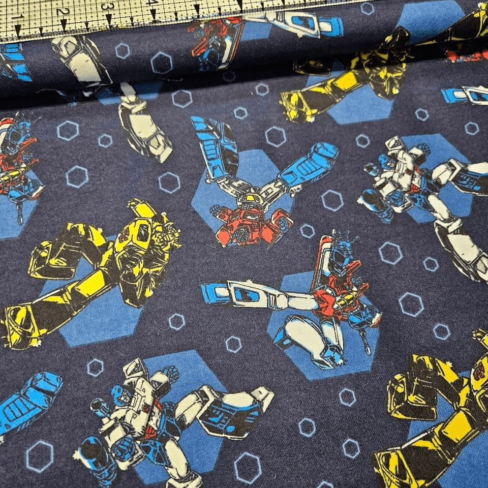 Camelot Cottons - Hasbro Transformers Autobots Blue Brushed Cotton 95020012B 100% Cotton Fabric