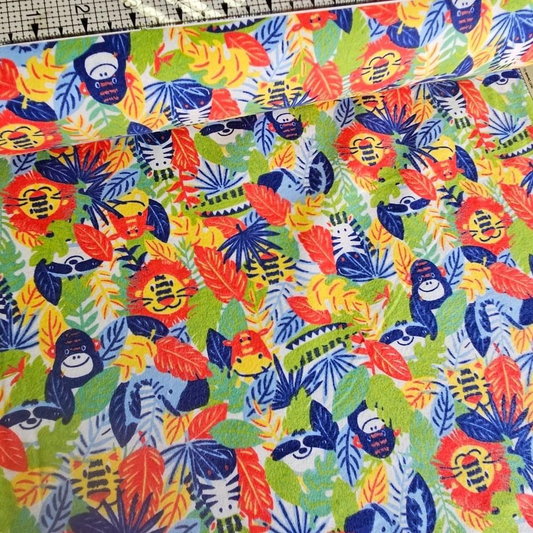 Camelot Cottons - Jungle Animals Blue 21179914B Brushed 100% Cotton Fabric