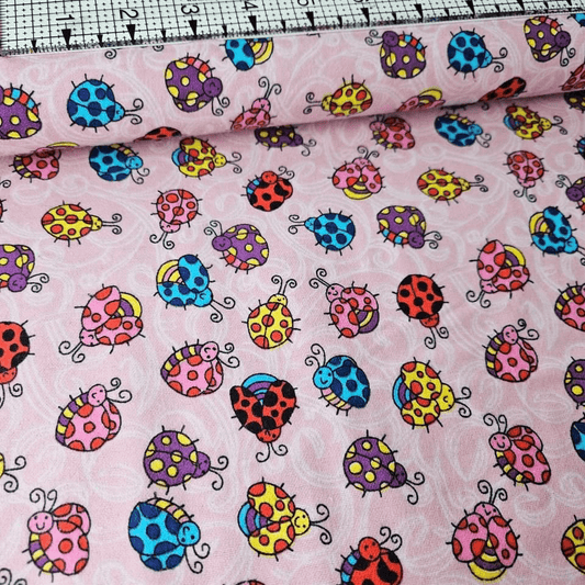 Camelot Cottons - Ladybirds Pink 21179915B Brushed 100% Cotton Fabric