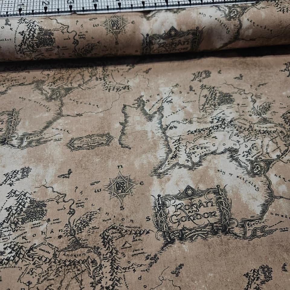 Camelot Cottons - Lord of the Rings Middle Earth Rohan and Gondor Map 23220204 100% Cotton Fabric