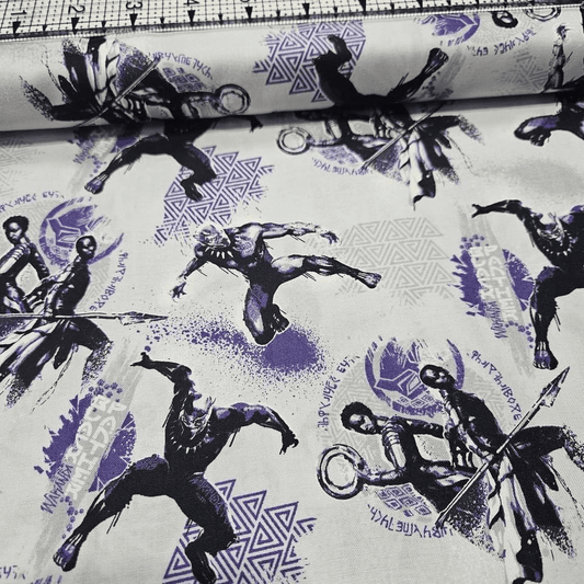 Camelot Cottons - Marvel Black Panther White 13020444 100% Cotton Fabric