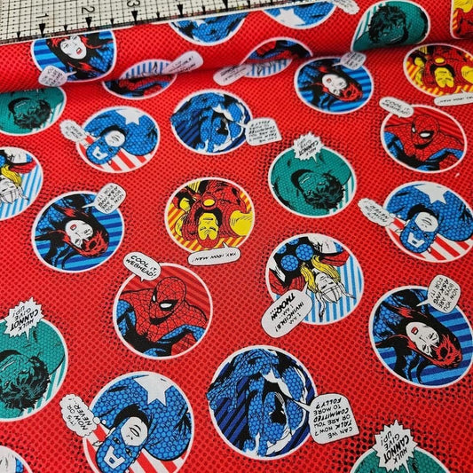 Camelot Cottons - Marvel Superheroes Comic Red 13020508 100% Cotton Fabric