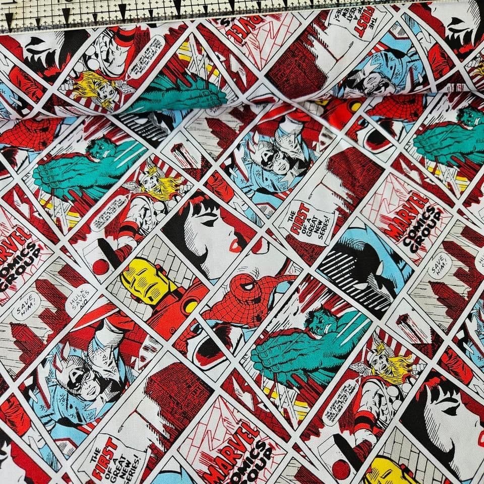 Camelot Cottons - Marvel Superheroes Comic Strip Red 13020511 100% Cotton Fabric