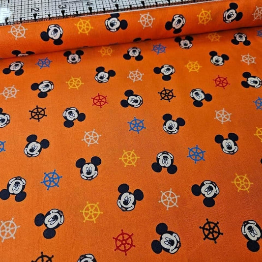 Camelot Cottons - Mickey Mouse Oh Boy Faces Orange 85270502 100% Cotton Fabric