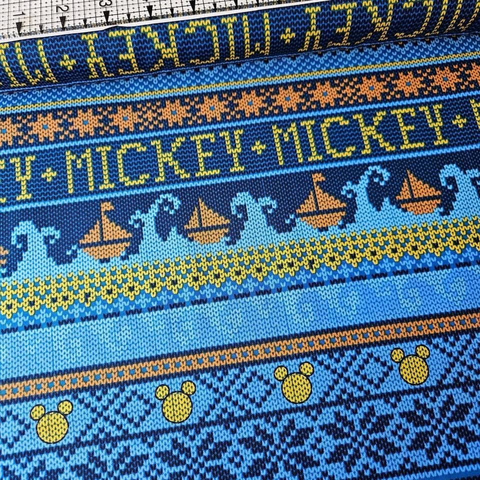 Camelot Cottons - Mickey Mouse Oh Boy Knit Blue 85270503 100% Cotton Fabric