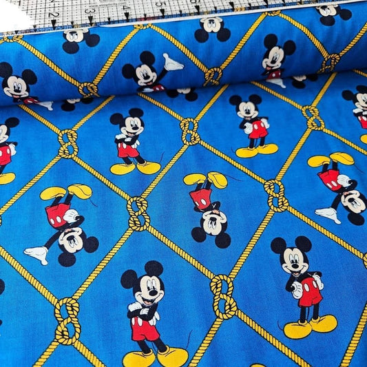 Camelot Cottons - Mickey Mouse Oh Boy Knot Blue 85270505 100% Cotton Fabric