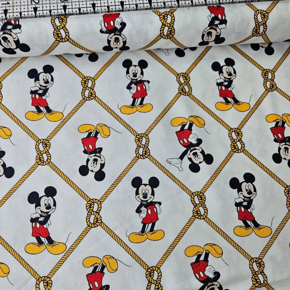 Camelot Cottons - Mickey Mouse Oh Boy Knot White 85270505 100% Cotton Fabric