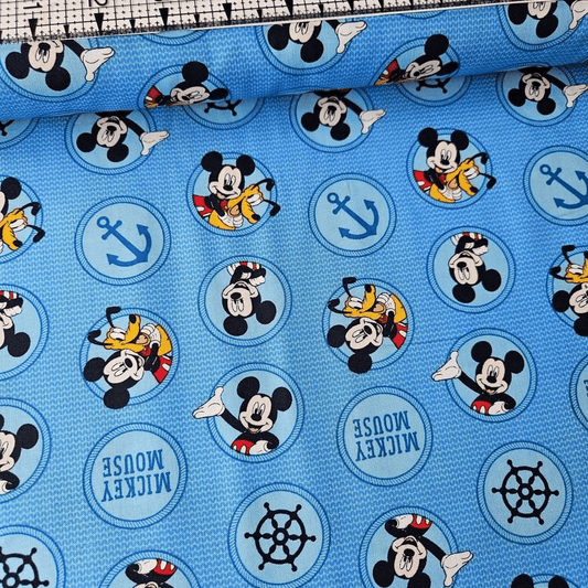 Camelot Cottons - Mickey Mouse Oh Boy Port Hole Blue 85270508 100% Cotton Fabric