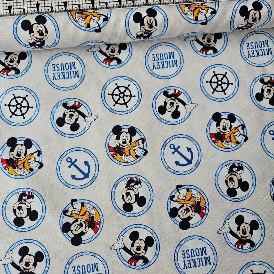 Camelot Cottons - Mickey Mouse Oh Boy Port Hole Neutral 85270508 100% Cotton Fabric