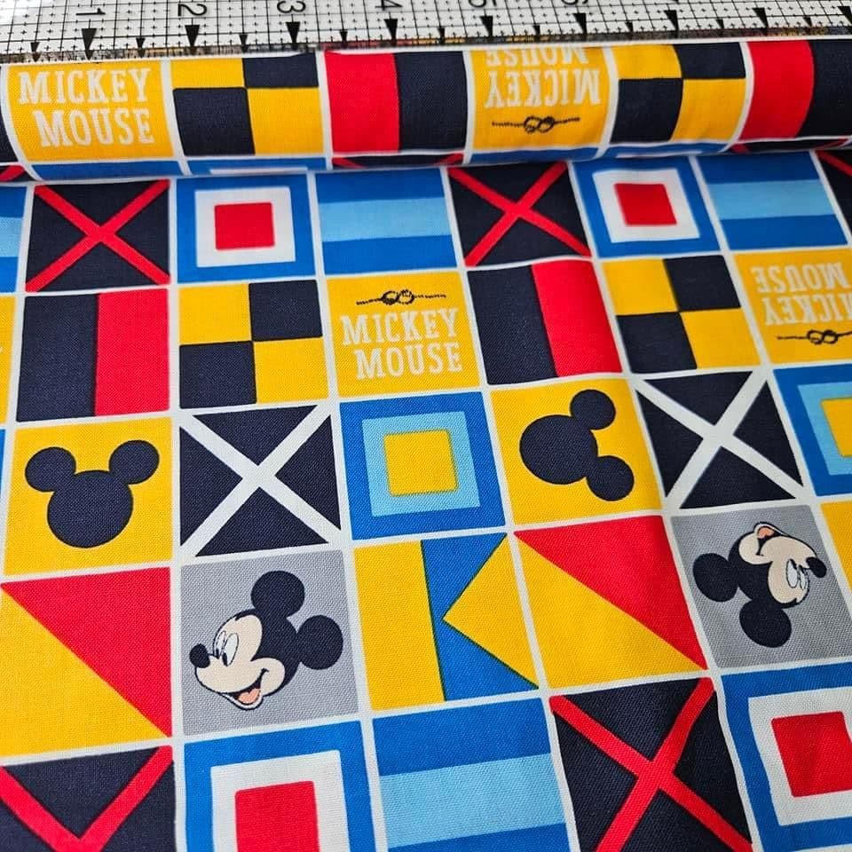 Camelot Cottons - Mickey Mouse Oh Boy Squares Multi 85270504 100% Cotton Fabric