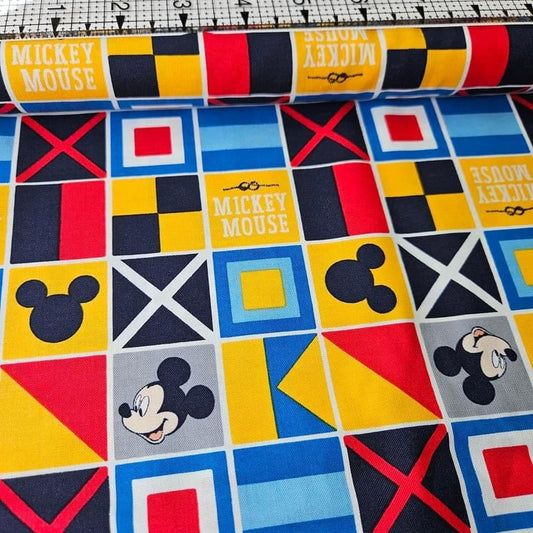 Camelot Cottons - Mickey Mouse Oh Boy Squares Multi 85270504 100% Cotton Fabric