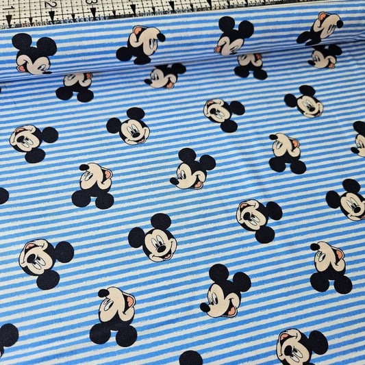 Camelot Cottons - Mickey Mouse Oh Boy Stripes Blue 85270507 100% Cotton Fabric