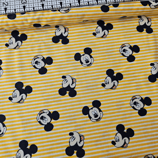 Camelot Cottons - Mickey Mouse Oh Boy Stripes Yellow 85270507 100% Cotton Fabric