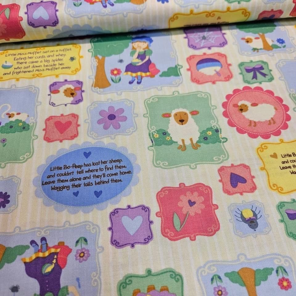 Camelot Cottons - Nursery Rhymes Little Miss Muffet 1140101 100% Cotton Fabric