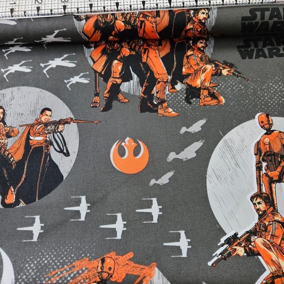 Camelot Cottons - Star Wars Rogue One Characters Grey 7370101 100% Cotton Fabric