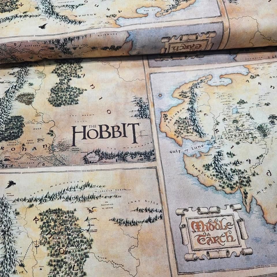 Camelot Cottons - The Hobbit Middle Earth Map 23210103J 100% Cotton Fabric