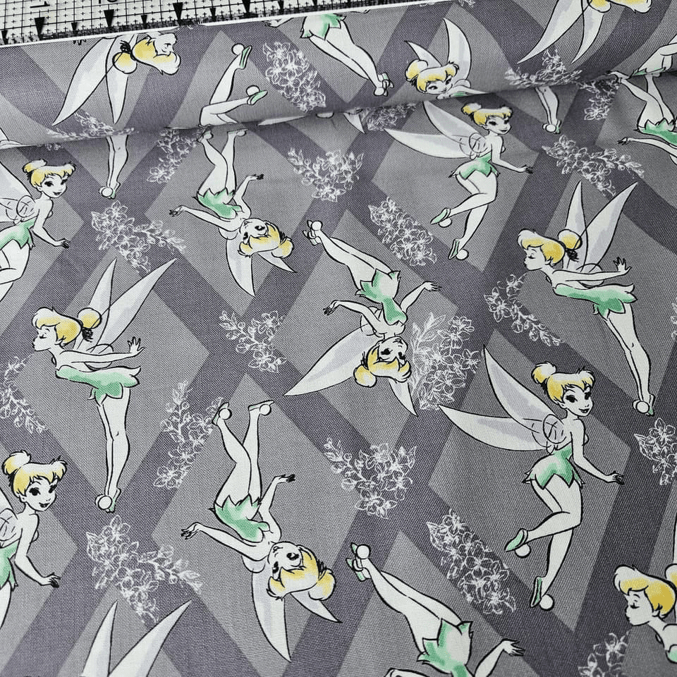 Camelot Cottons - Tinkerbelle Diamonds Grey 85400103 100% Cotton Fabric