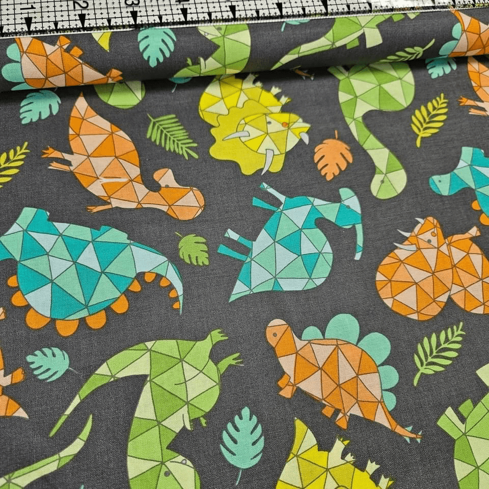 Camelot Cottons - You are Dino-Mite Dinosaur Grey 6141702 100% Cotton Fabric