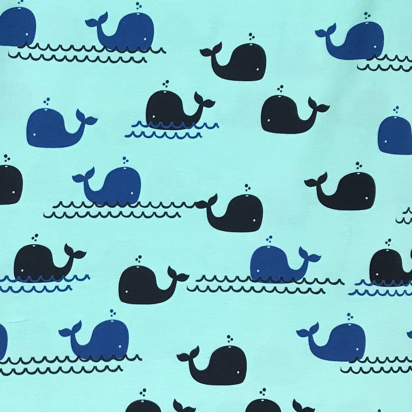 Cotton Jersey - Baby Blue Whales 60" Wide Fabric