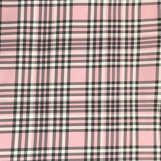 Cotton Jersey - Pink Tartan 60" Wide Fabric
