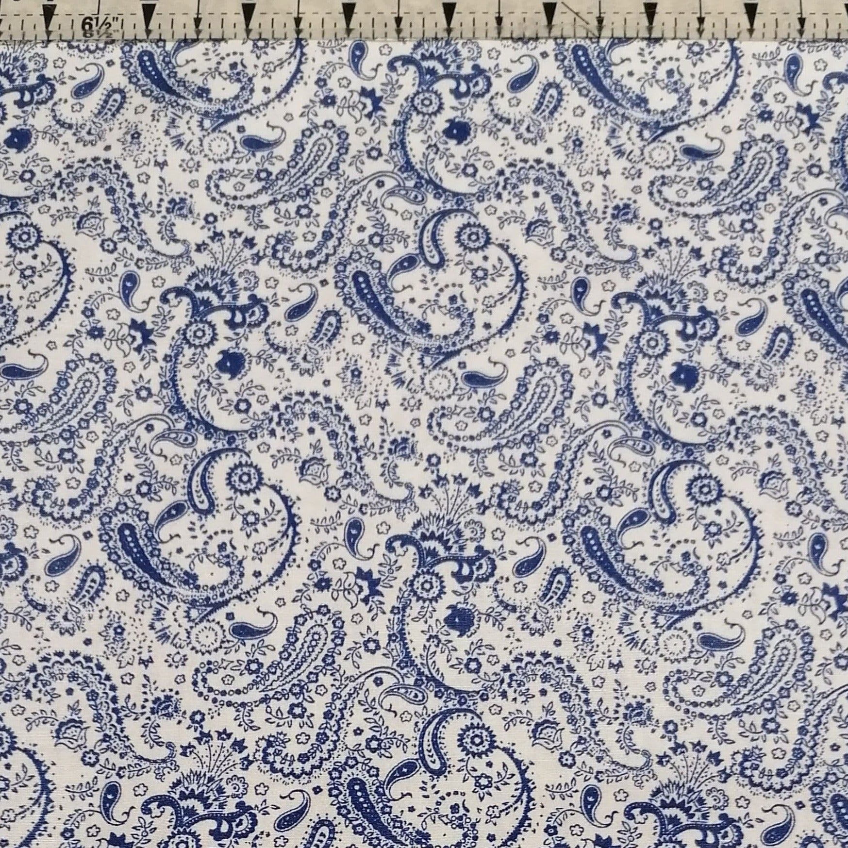 Poplin - Paisley Blue 100% Cotton Fabric Yard