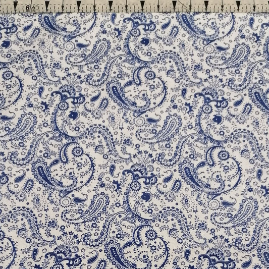 Poplin - Paisley Blue 100% Cotton Fabric