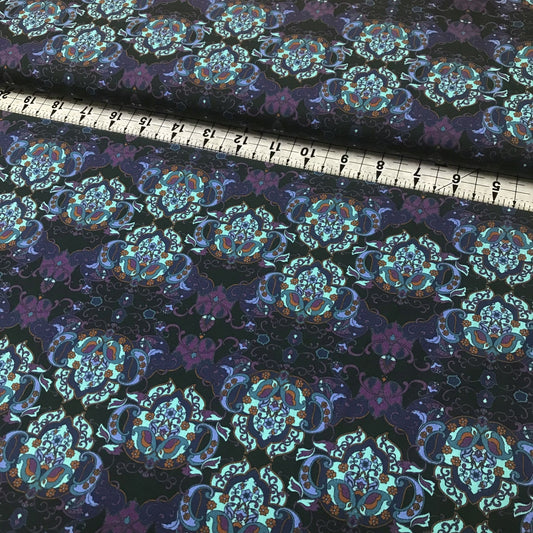 Poplin - Damask Purple 60" Wide 100% Cotton Fabric