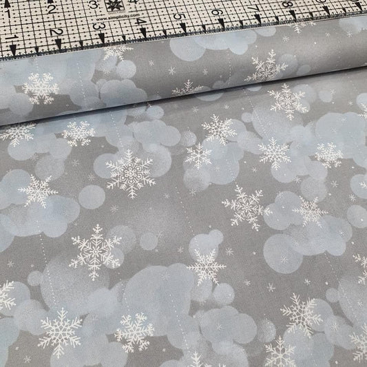 Daiwabo - Snowflake Wonderland Grey 100% Cotton Fabric