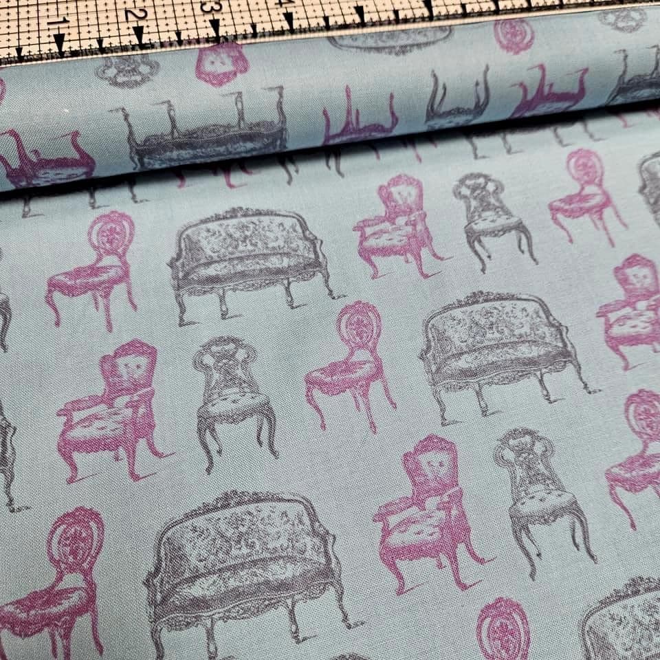David Textiles - Victorian Vintage Chairs 100% Cotton Fabric