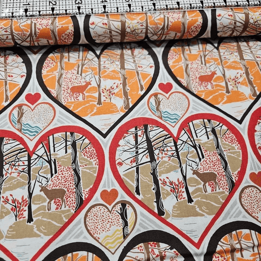 Dear Stella - Woodwinked Forest Hearts 327 100% Cotton Fabric