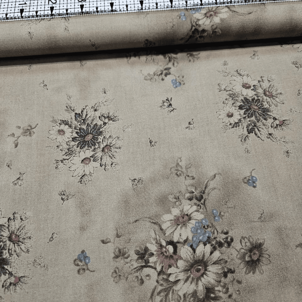 European Taupe - Japanese Floral EUP003 100% Cotton Fabric