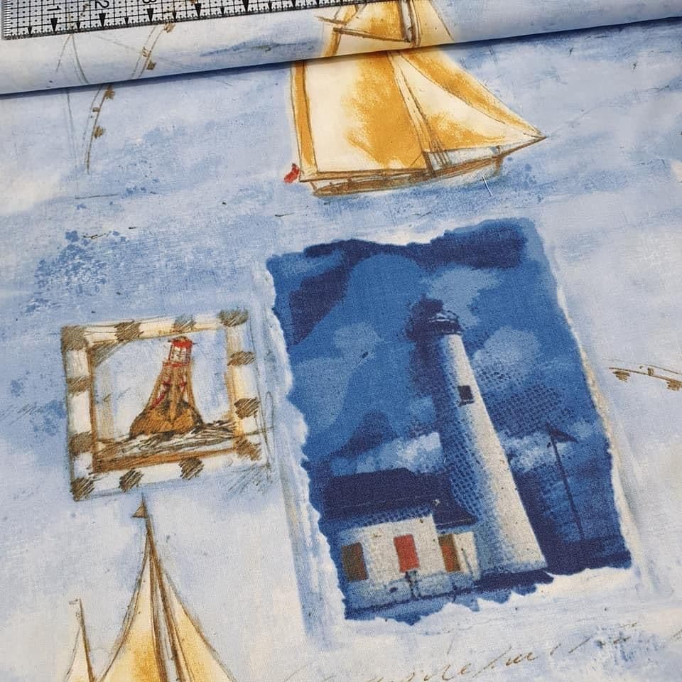 Fabri-Quilt - Harbor Point Lighthouse 100% Cotton Fabric - Crafts and Quilts