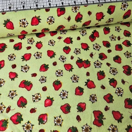 Fabri-Quilt - Strawberry Shortcake Green Brushed Cotton 100% Cotton Fabric - Crafts and Quilts