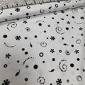 Fresh Water Designs - Whimsy Swirl Flowers Black & White 100% Cotton Fabric - Crafts and Quilts