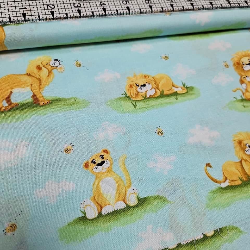 Hamil Textiles - World of Suzy Bee Lion Family 100% Cotton Fabric