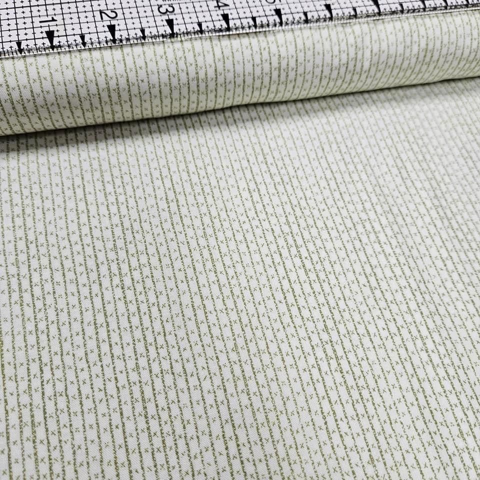 Henry Glass - All in a Day Green Stripe by Anni Downs 100% Cotton Fabric - Crafts and Quilts